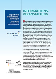 Programm Informationsveranstaltung Export von Gesundheitsleistungen