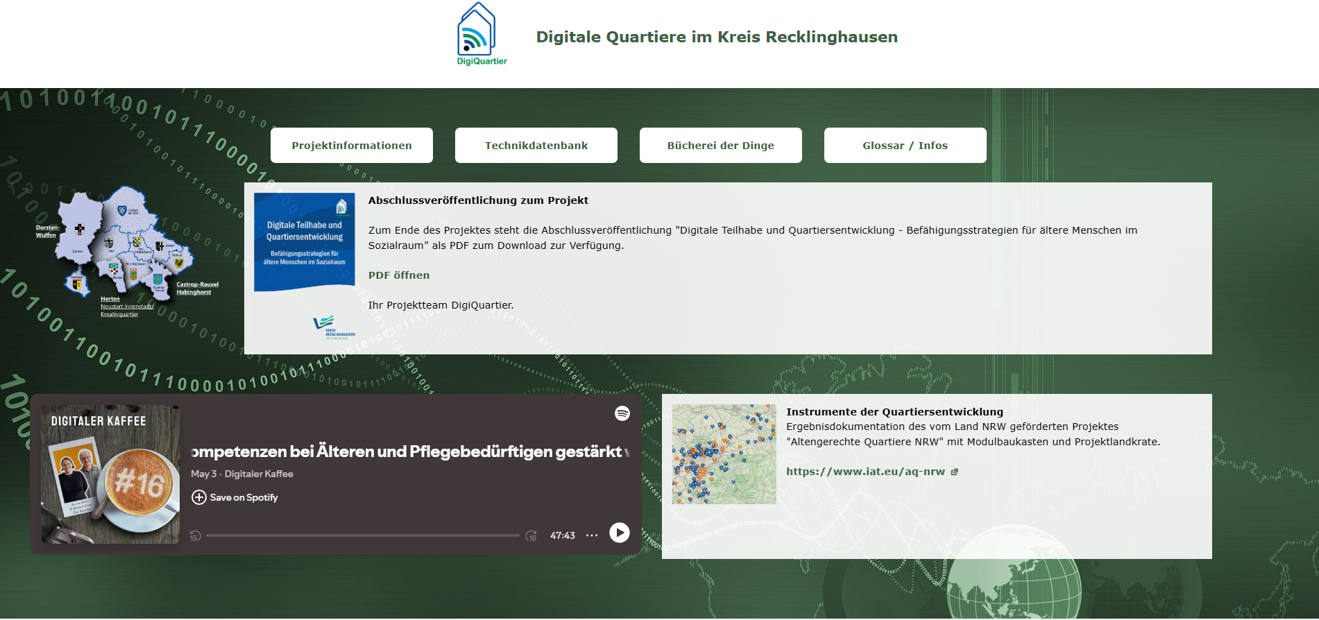 Screenshot der Homepage