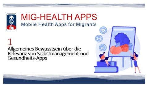 MIG HEALTH APPS das Bild ist ein Screenshot der MIG HEALTH APPS Trainingsplattform auf https://training.apps4health.eu