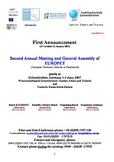 First Announcement Second  Annual  Meeting and  General Assembly of EUROPET