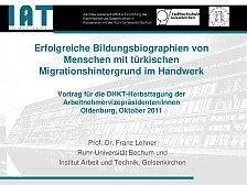 Präsentation 'Erfolgreiche Bildungsbiographien von Menschen mit türkischen Migrationshintergrund im Handwerk'